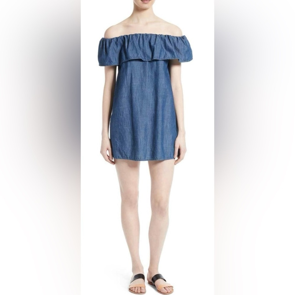 Soft Joie Nilima Off Shoulder Dress Womens XS Lyocell Indigo Coastal Cowgirl